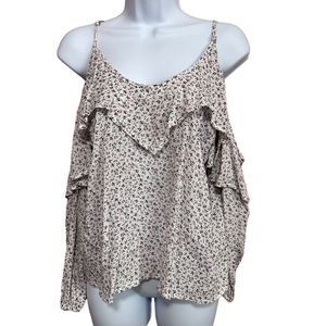 Abercrombie & Fitch white floral cold shoulder top size small